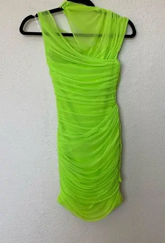 House Of CB  'Adrie' Neon Green Gathered Mini Dress/Size XS NWOT