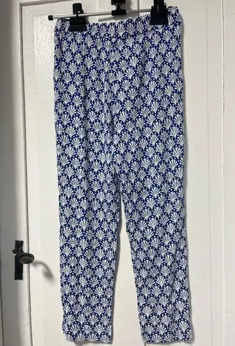 Boden Crinkle trouser blue and white with drawstring waist size 4