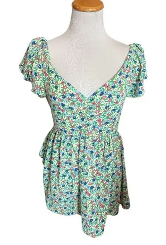 Staccato Womens Spring Floral Print Ruched Bodice Flowy Top Blouse - Sz S