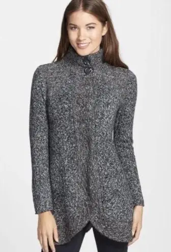 prAna Angelica Cardigan Sweater Womens Sz XS Heathered Gray Long 1/3 Snap Mohair