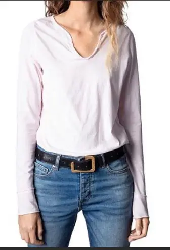 Zadig & Voltaire Women’s Tunisien Skull Strass Beaded Henley White Cotton Top