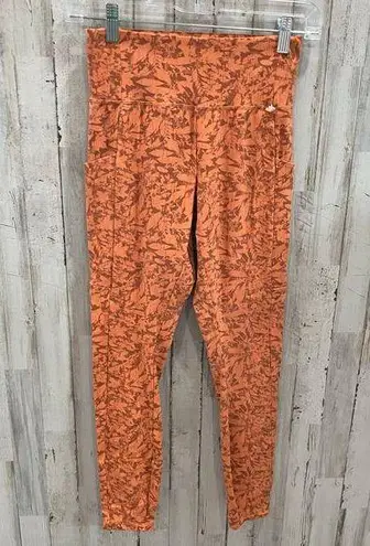 REI Coop Leggings Womens Small Orange Take your Time 7/8 Printed Pockets