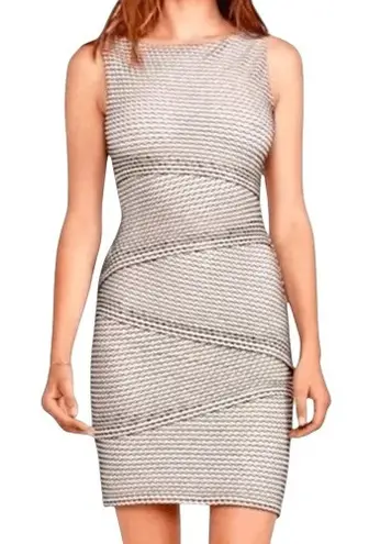 BAILEY 44 Gobi Desert Cream & Black Sleeveless Rayon Bodycon Dress EUC Large