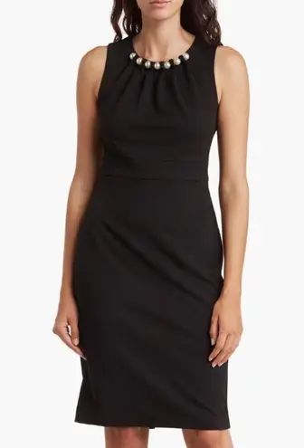 Eliza J Faux Pearl Sleeveless Shift Dress Classic Little Black Dress Size 12 NWT