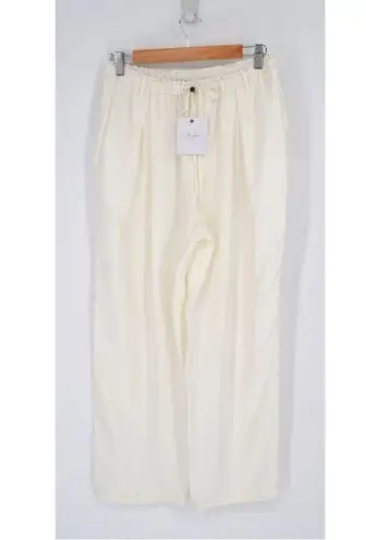L'Academie NEW Abi Drawstring Pants Relaxed Straight in White Women's S