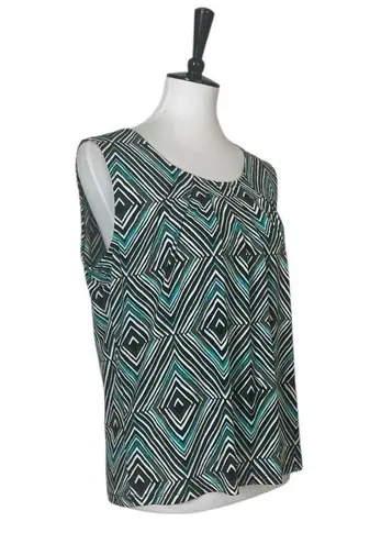 Jones Studio Top Scoop Neck Sleeveless Black Teal Multi Women’s Size Medium