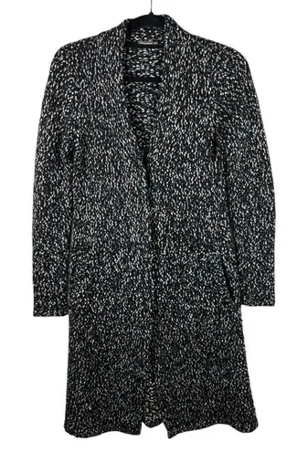 J. McLaughlin Sweater Women's Size XS Black White Marled Knit Long Cardigan Wool