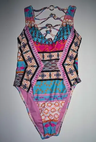 Ymi NWOT Women's Juniors One Piece Swimsuit Colorful Tribal Aztec Boho Strappy