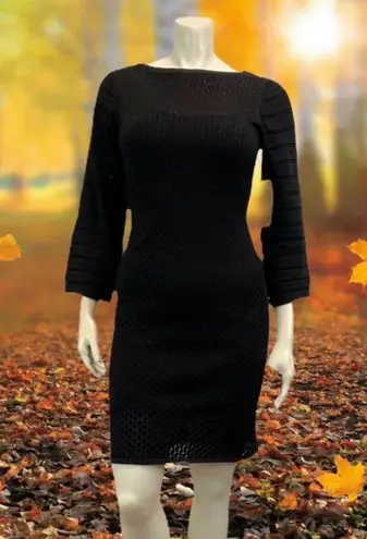 W By Worth  Women Black Casual Long Sleeve Dress