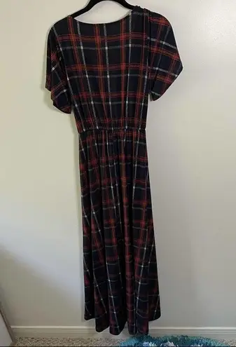 West Kei Plaid V Neck High Low Dress