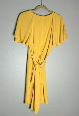 C/MEO COLLECTIVE  Yellow Faux Wrap V Neck Mini Dress Size Medium