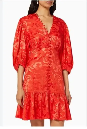 Sandro Azelie Silk-blend Red Satin-Jacquard Mini Dress