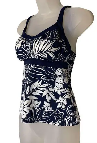 Jamaica Bay Vintage 1990s Y2K Navy Blue and White Hawaiian Print Tankini Top 8