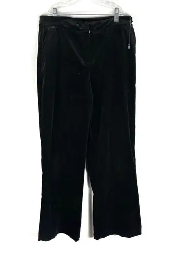 St. John Sport Black Velour Velvet Straight Leg Chain Detail Slack Pants Size 4