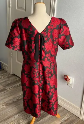 Talbots Back Bow Floral Jacquard A-Line Dress