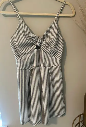 Blue White Striped Casual Romper