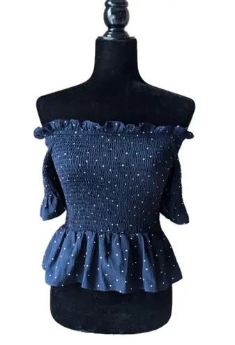 Boutique Polka Dot Shirred Top ✨