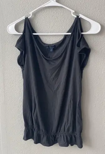 American Eagle AE charcoal gray cold shoulder top