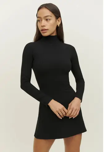 Reformation  Maya Black Knit Long Sleeve Turtleneck A Line Mini Dress Size S thumbnail 1