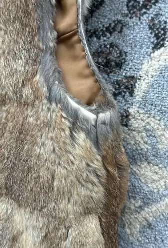Vintage Rabbit Fur Vest Brown Tan Size M