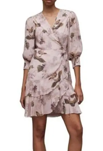 ALLSAINTS All Saint ARI Peggy Dress in Lightweight Floral print tiered ruffle dress, A32