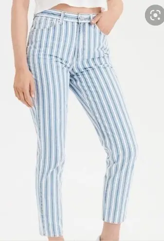 American Eagle  Retro Blue Stripped Mom Jeans