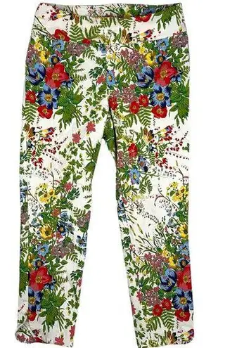 Soft Surroundings  Size PM In Bloom Ankle Crop Pants Floral Fern Tummy Control