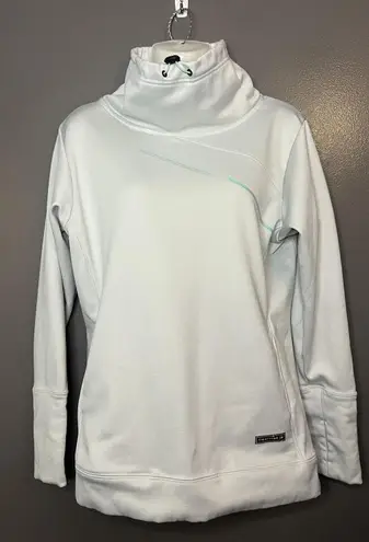 EightyOne 20 Sweatshirt Womens Medium Blue Cowl Neck Funnel Fleece Pullover White