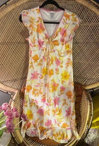 Fiorelli LNC Vintage Y2K Giorgio Pink & Yellow Floral Midi Dress Size M πΌπΈ