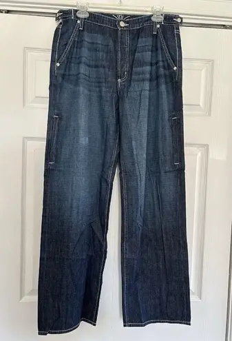 Daily Blue Hope Jeans Zephyr Blue Wash Utility Cargo Pant High Rise Size 30