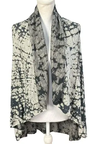 T Party Cardigan Size Small Boho Black Tie Dye Waterfall Open Artsy Festival