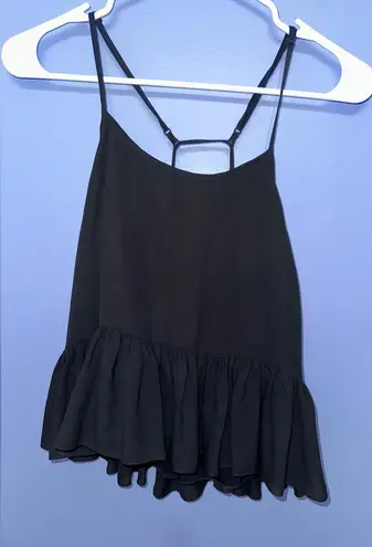 Elizabeth and James Satin Strappy Black Tank Top NWOT Size S