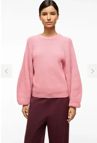 STAUD Aura Sweater Damask Pink Medium Chunky Merino Wool Balloon Sleeves Thick