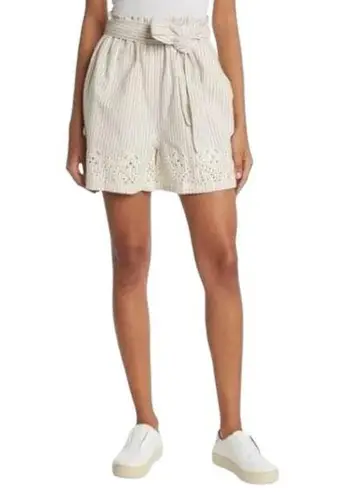 Johnny Was Women’s Ciana Embroidered High Waist Stripe Paper Bag Short size XS