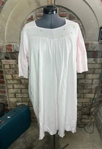 Norm thompson nightgown jersey knit pink floral knee length Size L