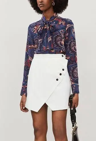 Sandro Paris Ecru Zoelle Asymmetric Button A-Line Mini Skirt S