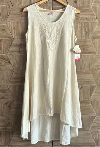 NWT Manta Del Lago Dress Medium Beige Tank Embroidered Boho Casual