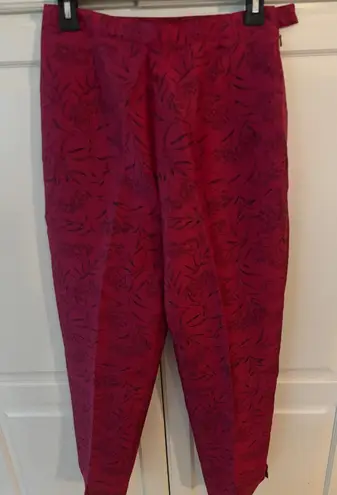 Melrose Studio Petites Floral Silk Pants Elastic Waist Dress Casual Pink Size M