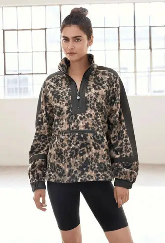Johnny Was NWT! Calme Half Zip Fleece Leopard Pullover (Runs Large) - Size XS