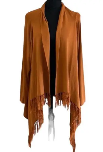 Coldwater Creek  Brown/Tan Open-front Fringe
Cardigan(Size Medium)