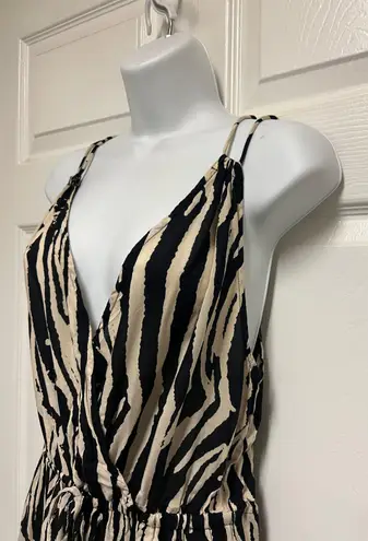 Elan COVER-UP MAXI DRESS IN TAN/ BLACK ZEBRA PRINT