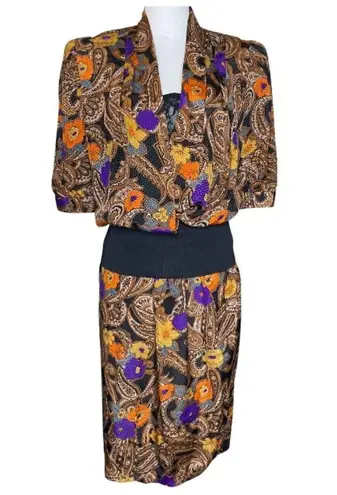 Donna Morgan Vintage Paisley Pullover Lace Lined Dress Size 10 Occasion Modest