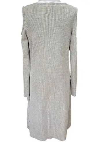 Sol Angeles Anthropologie Cold Shoulder Waffle Knit Midi Dress Gray Size Medium