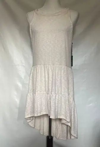 Liberty Love Hi-Low Dress Sz XL Cream Ribbed Sleeveless Tier Y2K Fairy Ethereal