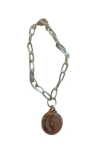 Unwritten Gold Silver Tone Bracelet Chain Link Mother Pearl Crescent Moon 7.5"