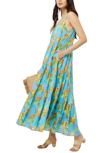 Roberta Roller Rabbit ROLLER RABBIT Dakota Maxi Dress Floral Caprice Blue Sleeveless Cotton Small NWT