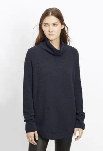 Vince  Black Ribbed Knit Turtleneck Side Zip Small