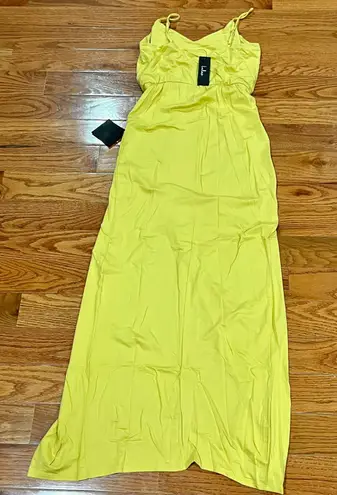 Lulus NWT Lulu’s Yellow Watch the Sunset Lime Green Maxi Dress XS