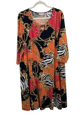 Susan Graver Chain Equestrian Liquid Knit Midi Dress Office Work Womens Plus 2x