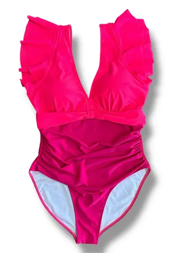Blooming Jelly Hot Pink Ruffle Sleeve One Piece Swimsuit Women’s XXL NWT